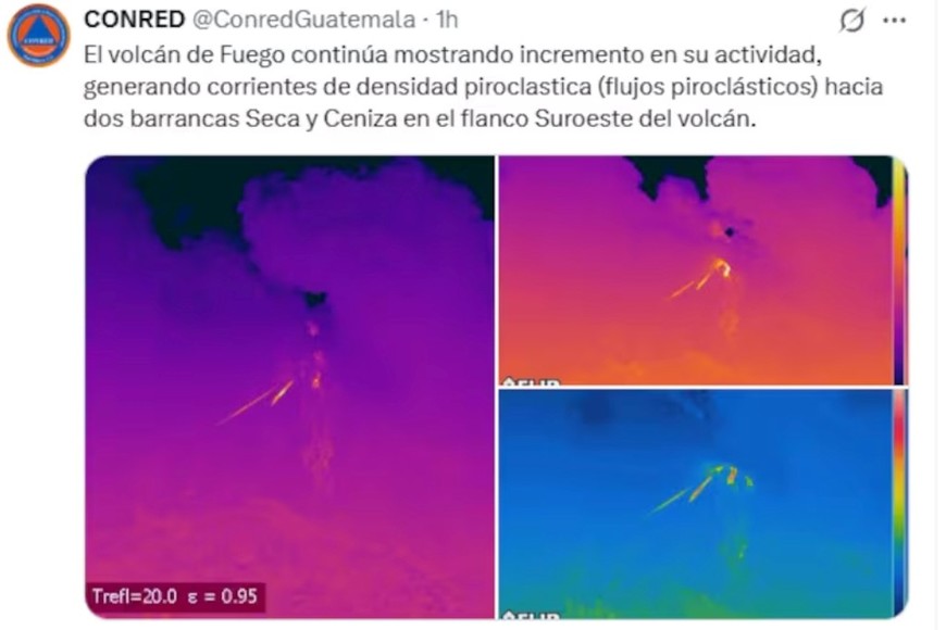 La actividad volcánica generó alerta en distintas zonas de Guatemala.