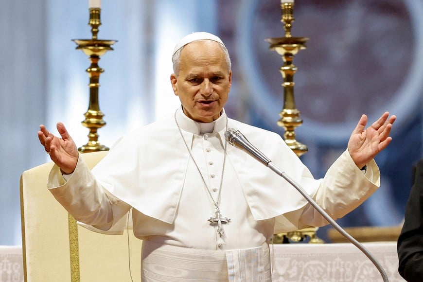 Pope Leo speaks during a weekly general audience in St. Peter's Basilica at the Vatican, August 5, 2026. REUTERS/Remo Casilli