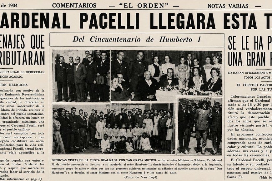 La llegada de Pacelli en los diarios santafesinos. Foto: Archivo / Hemeroteca Digital Castañeda
