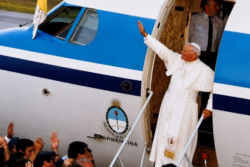Juan Pablo II durante su histórica visita a la Argentina en 1987.