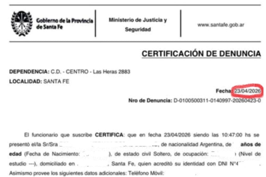 Segunda denuncia presentada en abril, con detalle de movimientos bancarios en favor de M.G., que denotan la existencia de un sistema de apropiación de fondos del padre de la denunciante.