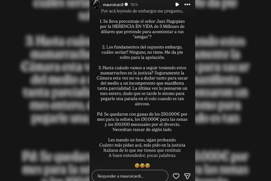 El extenso descargo del jugador.