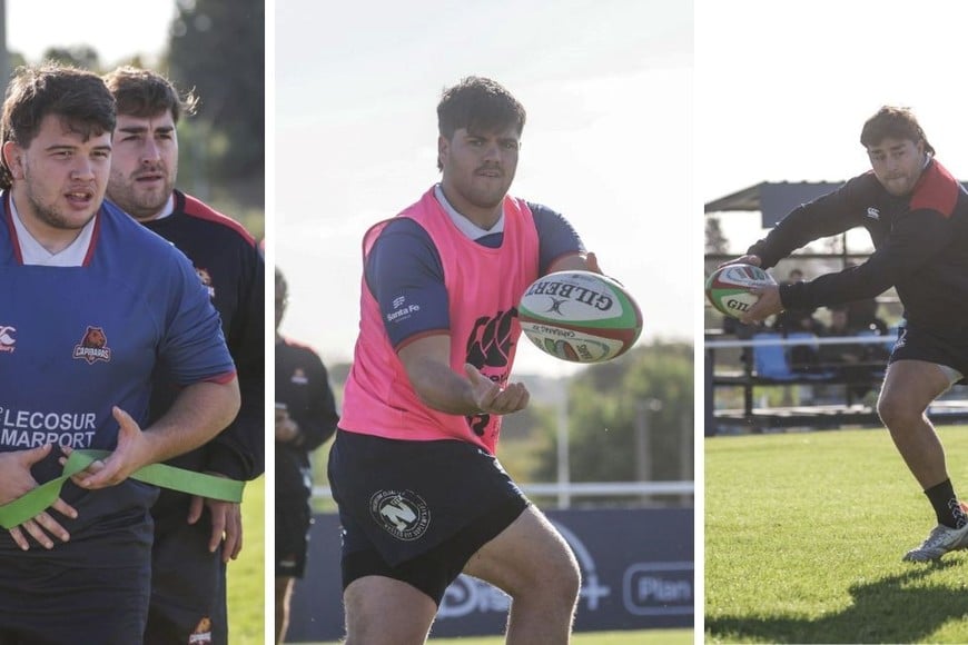 Pirmera línea completa. Correa, Vaca y Avaca. Con esta citación, ratificaron su gran temporada en la franquicia del Litoral. Fotos: Prensa Capibaras XV.