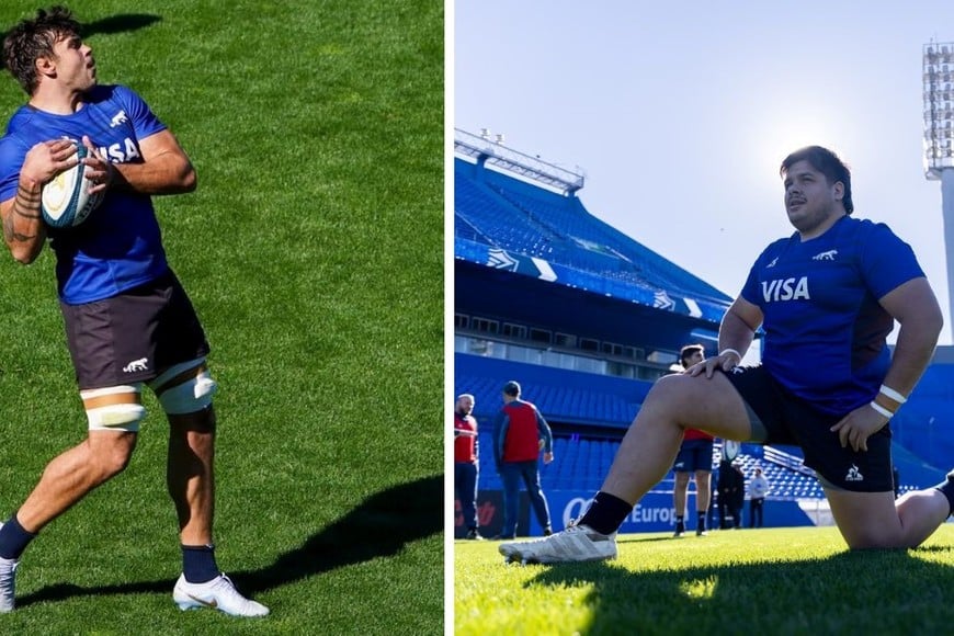 Juan Martín Scelzo y Francisco Moreno, serán suplente y titular respectivamente, este sábado ante Sudáfrica. Dos que "estrenarán" su camiseta de Los Pumas. Fotos: Fernando Nicola-El Litoral/Prensa UAR (Gaspafotos - Ramiro Vega).
