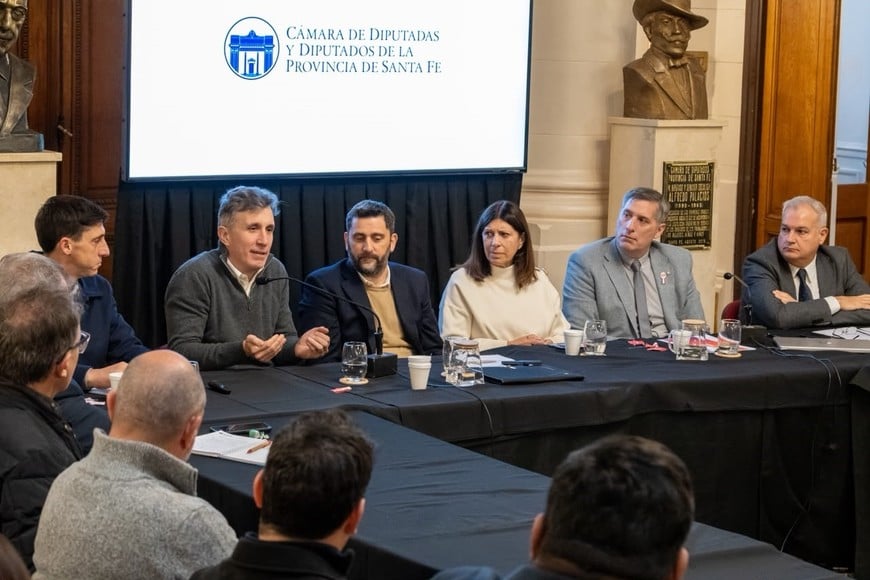 Rapetti junto a la presidenta de la Cámara de Diputados de Santa Fe, Clara García, y el diputado provincial Mariano Cuvertino.