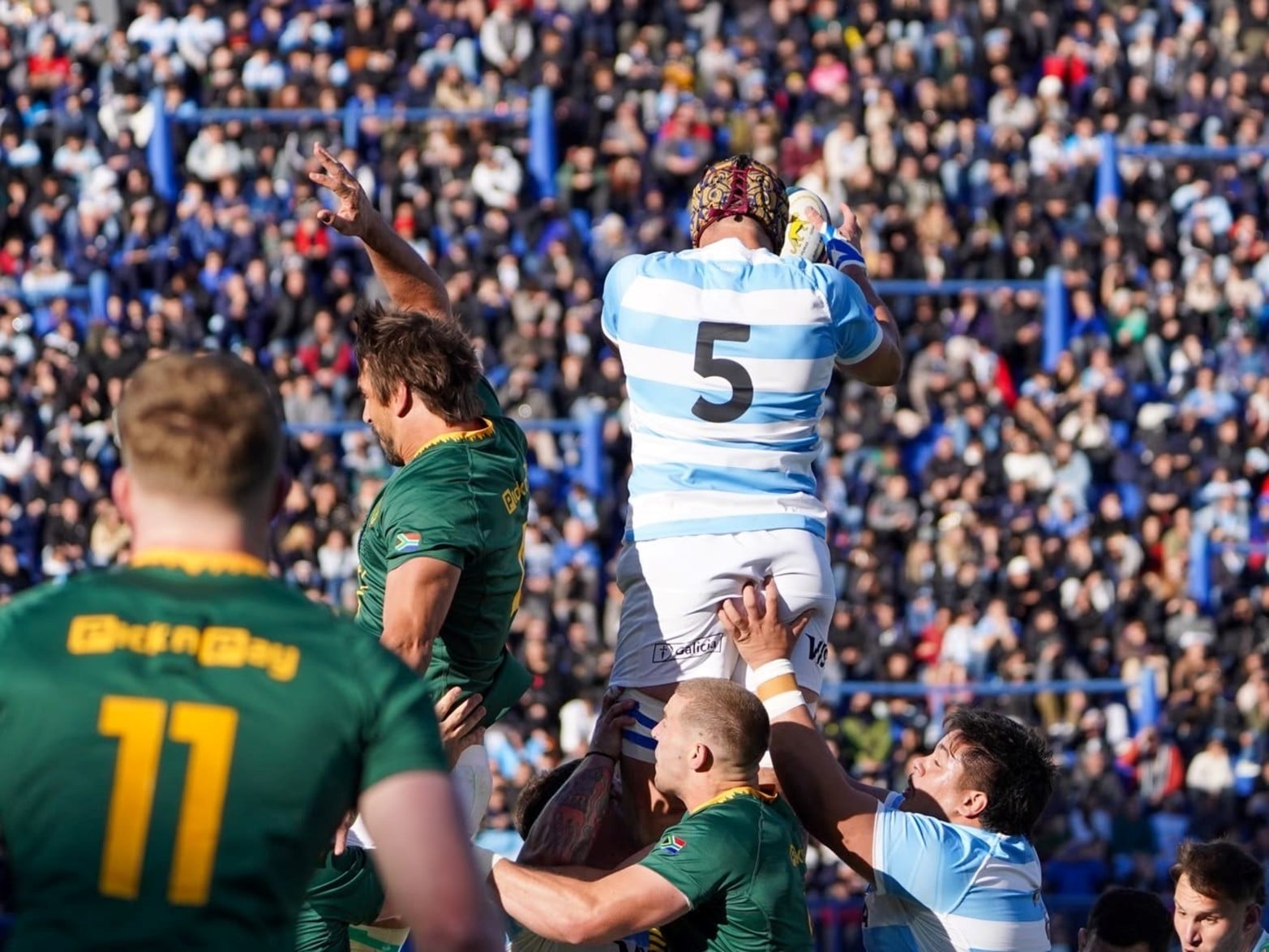 El partido entre Los Pumas vs. Sudáfrica en el estadio José Amalfitani de Vélez.