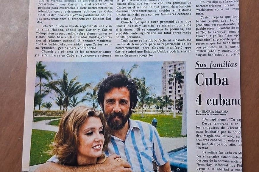 Tapa del diario El Miami Herald del 13 de agosto de 1977. Entrevista a Elvio Lomello en el viaje de regreso.