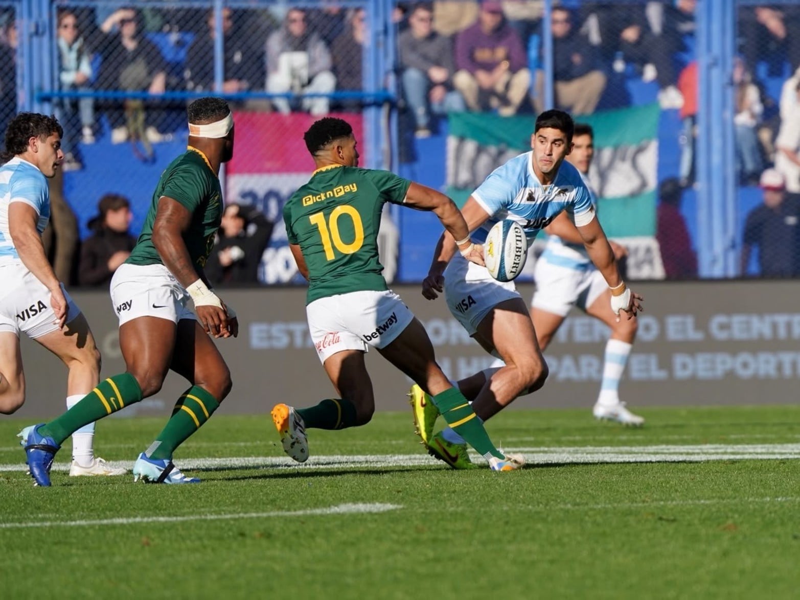 El partido entre Los Pumas vs. Sudáfrica en el estadio José Amalfitani de Vélez.