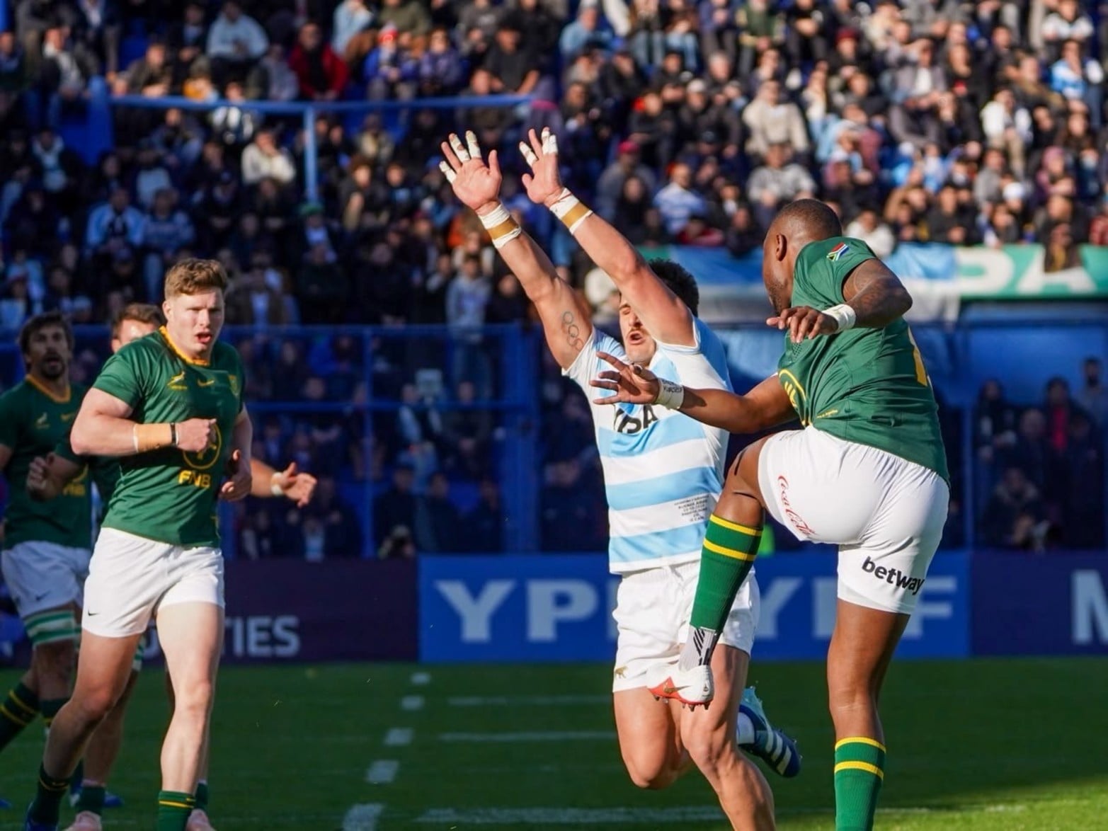El partido entre Los Pumas vs. Sudáfrica en el estadio José Amalfitani de Vélez.