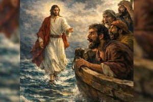 "Los discípulos, viéndole andar sobre el agua, se asustaron y gritaron de miedo, diciendo que era un fantasma (...)".