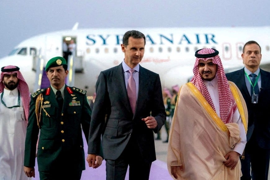 FILE PHOTO: Syria's President Bashar al-Assad arrives in Jeddah, to attend the Arab League summit the following day, Saudi Arabia, May 18, 2023. SANA/Handout via REUTERS ATTENTION EDITORS - THIS IMAGE WAS PROVIDED BY A THIRD PARTY./File Photo