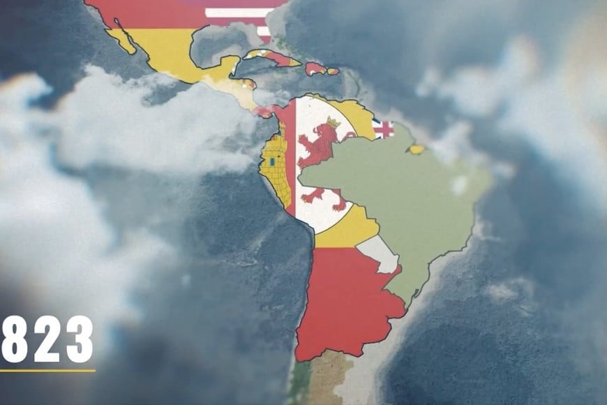 La mirada de Latinoamérica en 1823 desde la absoluta perspectiva estadounidense. Crédito: Departamento de Estado de EE.UU.