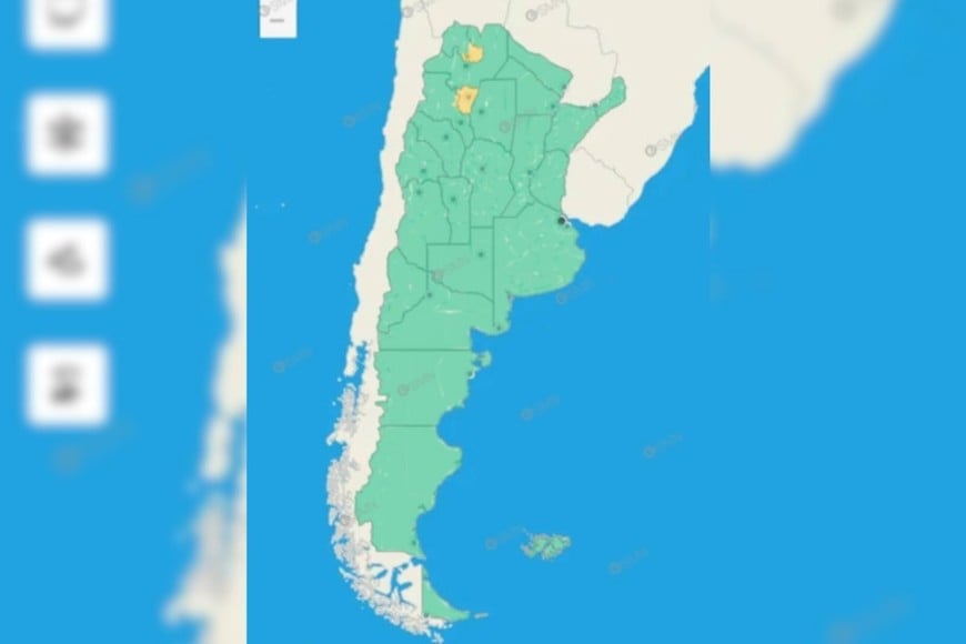 El mapa de temperaturas extremas.