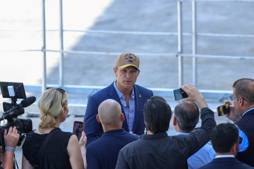 U.S. Secretary of Defense Pete Hegseth speaks to the media as he attends exercises that are part of PANAMAX 2026, a multinational exercise focused on improving joint operational capabilities, enhancing regional security, and ensuring the protection and free flow of commerce through the Panama Canal, in Panama City, Panama, August 13, 2026. REUTERS/Aris Martinez