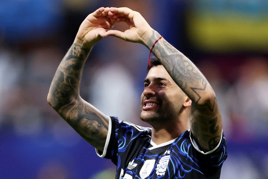 Soccer Football - FIFA World Cup 2026 - Semi Final - England v Argentina - Atlanta Stadium, Atlanta, Georgia, U.S. - July 15, 2026
Argentina's Cristian Romero celebrates after the match IMAGN IMAGES via Reuters/Brett Davis