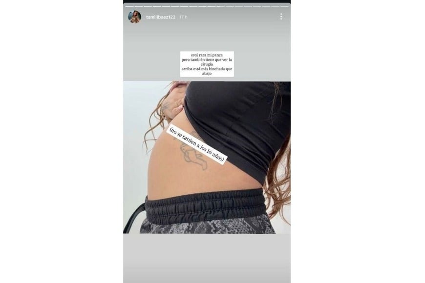 Tamara Báez mostró su panza