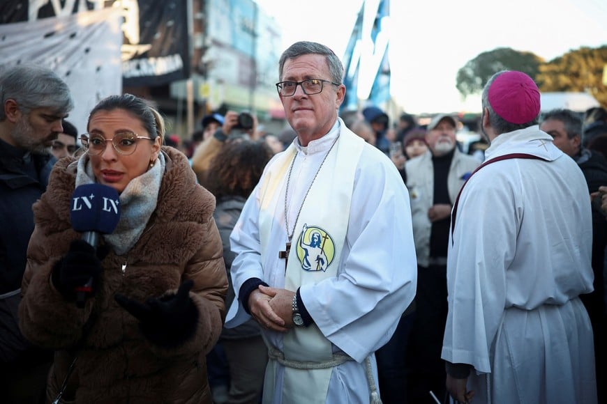 The Archbishop of Buenos Aires Jorge Ignacio Garcia Cuerva participates in a ceremony during the annual feast day of Argentina's patron saint of bread and labour San Cayetano (Saint Cajetan), in Buenos Aires, Argentina August 7, 2026. REUTERS/Agustin Marcarian