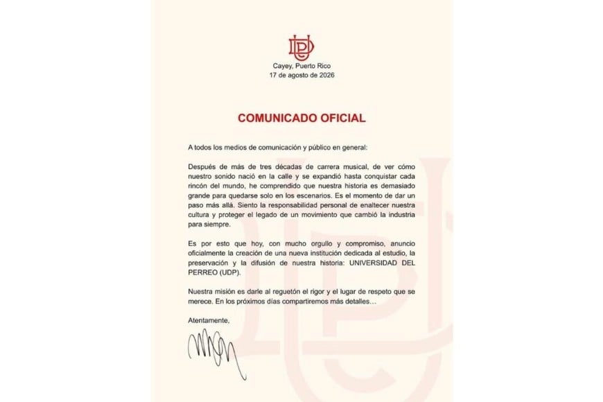 El comunicado emitido por Wisin.
