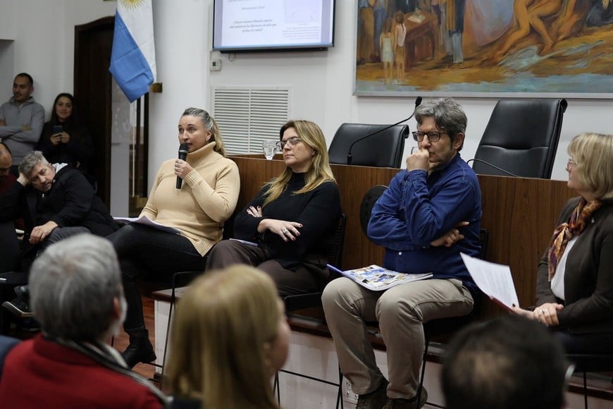 Sarniotti (izq.), la Arq. Fantino y el Dr. Martín Carné, en el conversatorio. Foto: Gentileza
