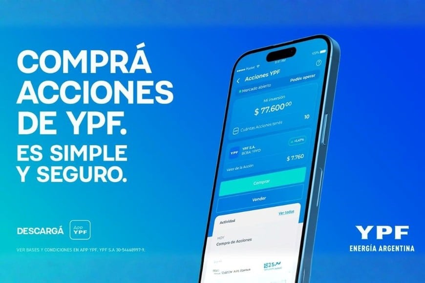 La nueva función permite comprar y vender acciones de YPF desde la aplicación.