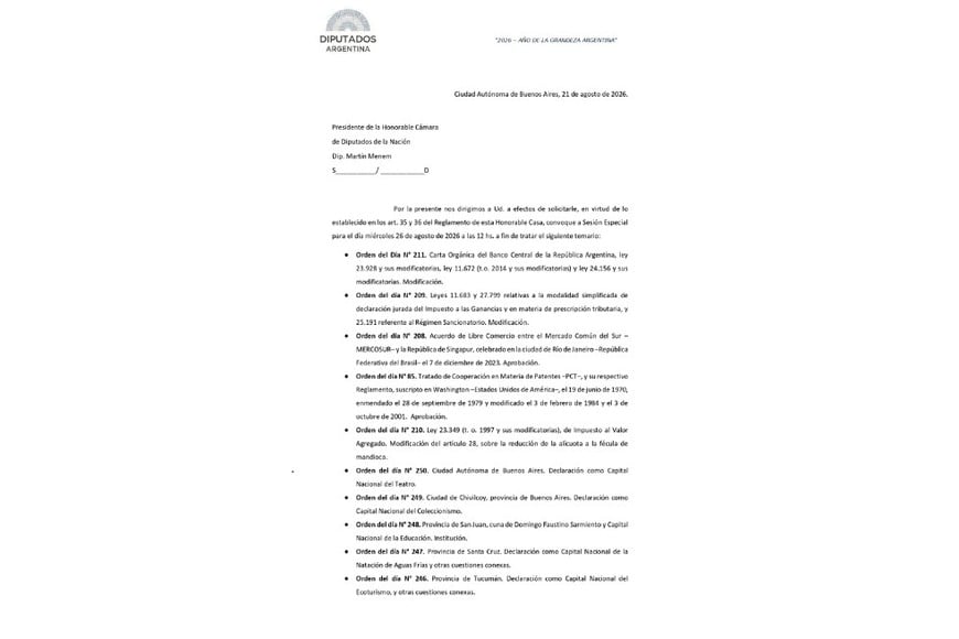 El documento presentado este viernes en Diputados.