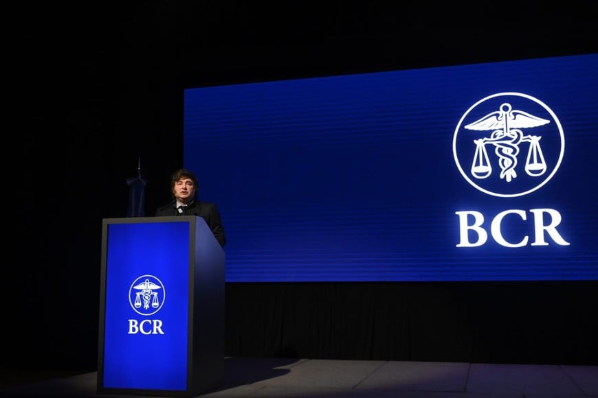 Milei en la Bolsa de Comercio de Rosario.  Gentileza