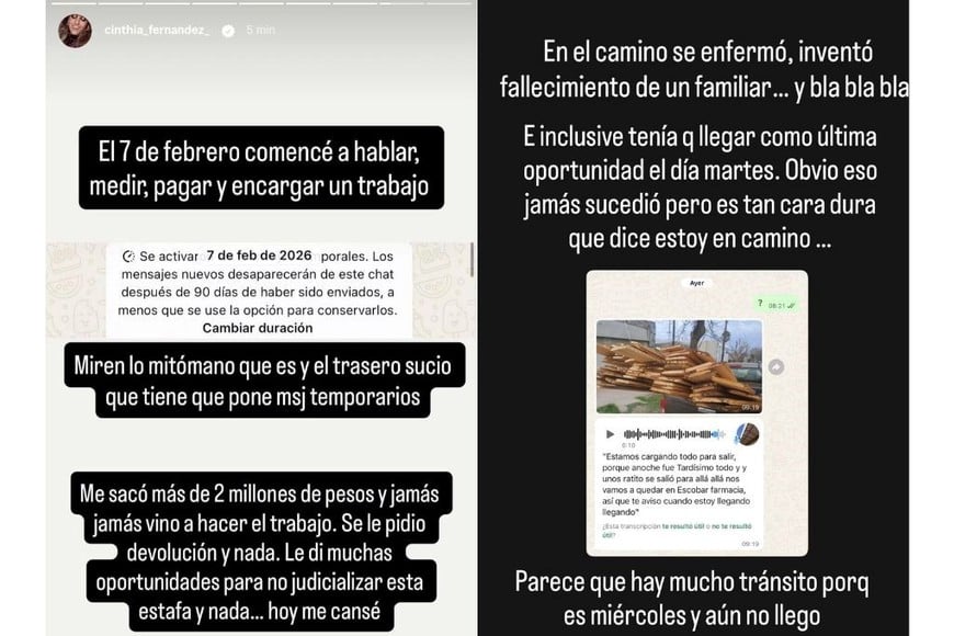 La mediática mostró pruebas del dinero que entregó por el trabajo pendiente.