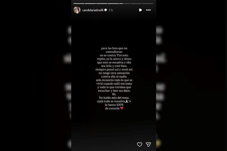 La influencer compartió un mensaje sobre el conflicto en sus redes sociales.