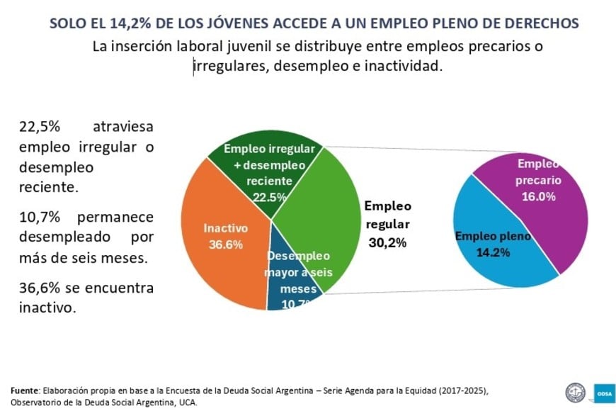 El 36,6% de los jóvenes permanece inactivo.