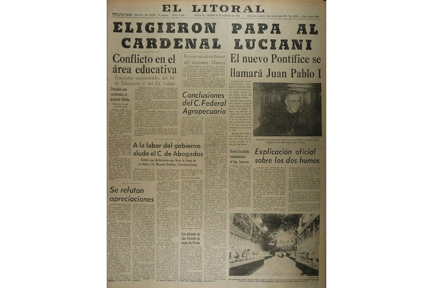 El momento en que Luciani fue elegido para ser Juan Pablo I. Foto: Archivo El Litoral