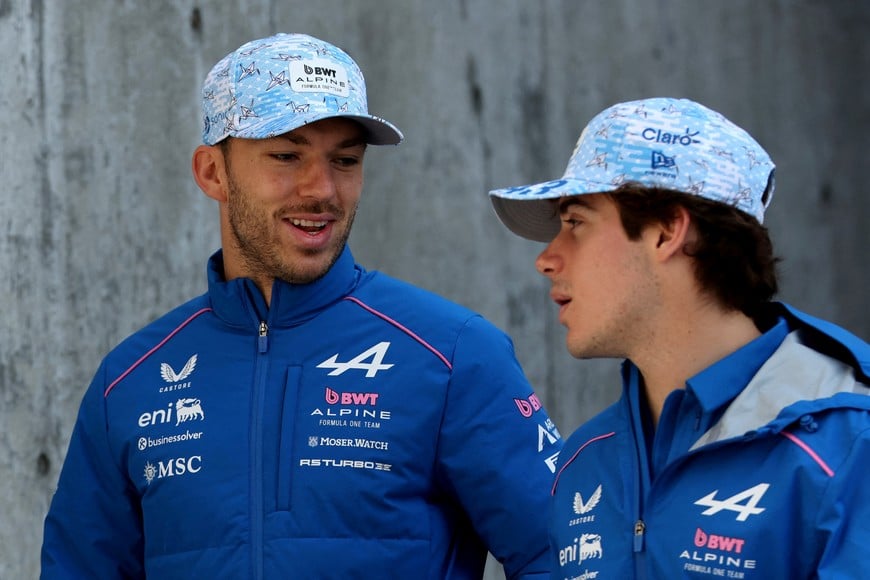 FILE PHOTO: Formula One F1 - Japanese Grand Prix - Suzuka Circuit, Suzuka, Japan - March 27, 2026
Alpine's Pierre Gasly and Alpine's Franco Colapinto arrive before practice REUTERS/Issei Kato/File Photo