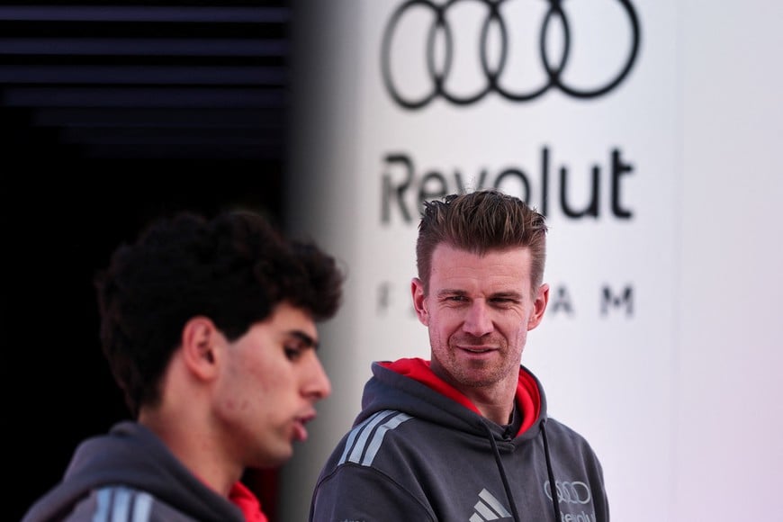 Formula One F1 - Australian Grand Prix - Albert Park Grand Prix Circuit, Melbourne, Australia - March 5, 2026
Audi's Nico Hulkenberg with Audi's Gabriel Bortoleto ahead of the Australian Grand Prix REUTERS/Mark Peterson