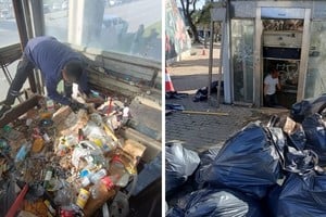 Residuos de todo tipo acumulados en el ascensor abandonado.