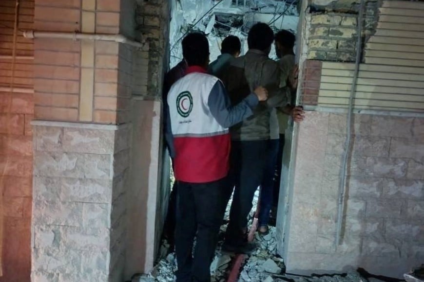 People survey damage at the site in the aftermath of a reported attack in Kuhistik, Sirik, Iran, September 1, 2026. Iranian Red Crescent Society/Handout via REUTERS THIS IMAGE HAS BEEN SUPPLIED BY A THIRD PARTY. NO RESALES. NO ARCHIVES. MANDATORY CREDIT.
VERIFICATION:
- Building that matched corroborating eyewitness video and the road layout and electric tower nearby matched the archive and satellite imagery of the area.
- Iranian media said telecommunications infrastructure and residential area were damaged after an attack on September 1.
- No old results were found posted online before September 1.