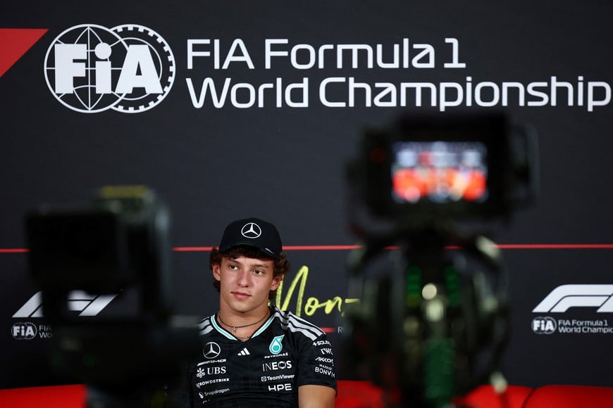 Formula One F1 - Italian Grand Prix - Autodromo Nazionale Monza, Monza, Italy - September 3, 2026
Mercedes' Andrea Kimi Antonelli during the press conference REUTERS/Guglielmo Mangiapane