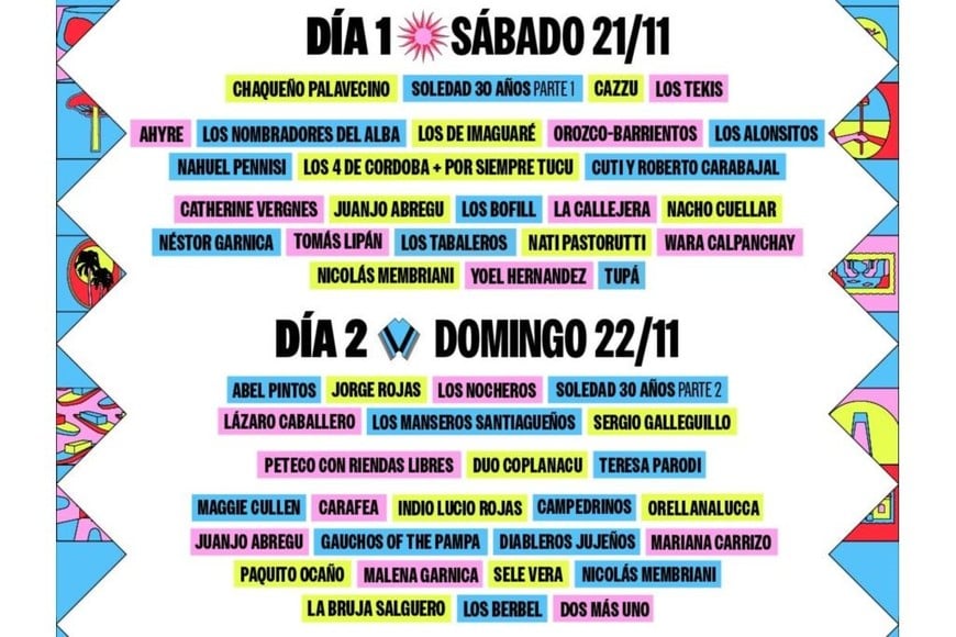 República Folklore: grilla por día