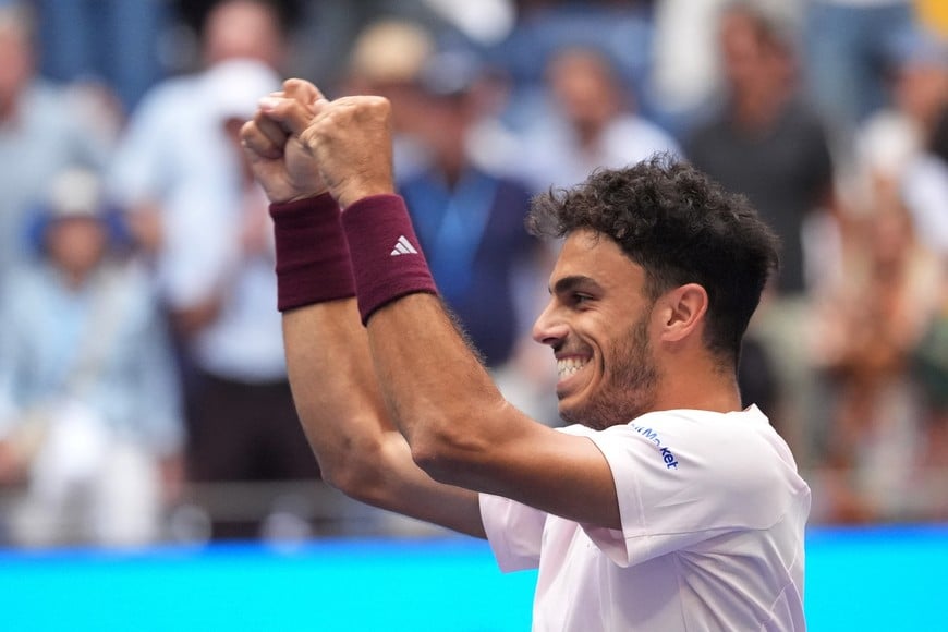 Tennis - U.S. Open - Flushing Meadows, New York, United States - September 5, 2026
Argentina's Francisco Cerundolo celebrates winning his third round match against Taylor Fritz of the U.S. IMAGN IMAGES via Reuters/Robert Deutsch