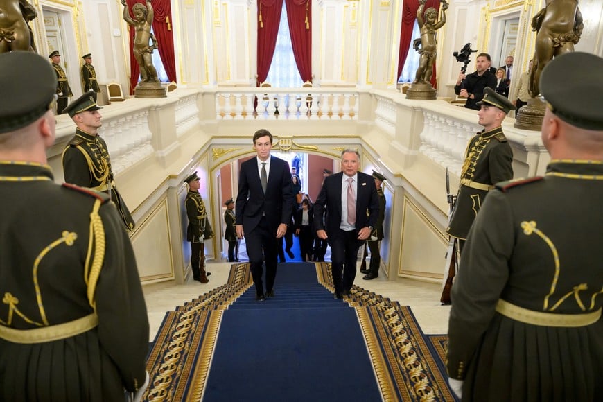 Jared Kushner, U.S. President Donald Trump's son-in-law, and U.S. Special Envoy Steve Witkoff arrive for negotiations, amid Russia's attack on Ukraine, in Kyiv, Ukraine September 6, 2026. Ukrainian Presidential Press Service/Handout via REUTERS ATTENTION EDITORS - THIS IMAGE HAS BEEN SUPPLIED BY A THIRD PARTY.