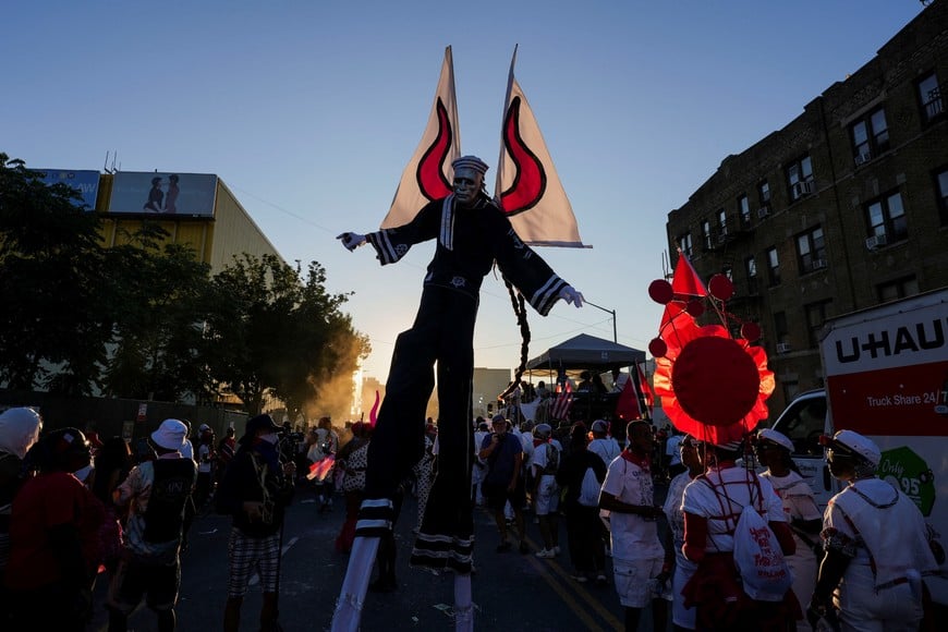 Revellers take part in the J'ouvert celebration on the day of the annual West Indian Day parade in the Brooklyn borough of New York City, U.S., September 7, 2026. REUTERS/David 'Dee' Delgado