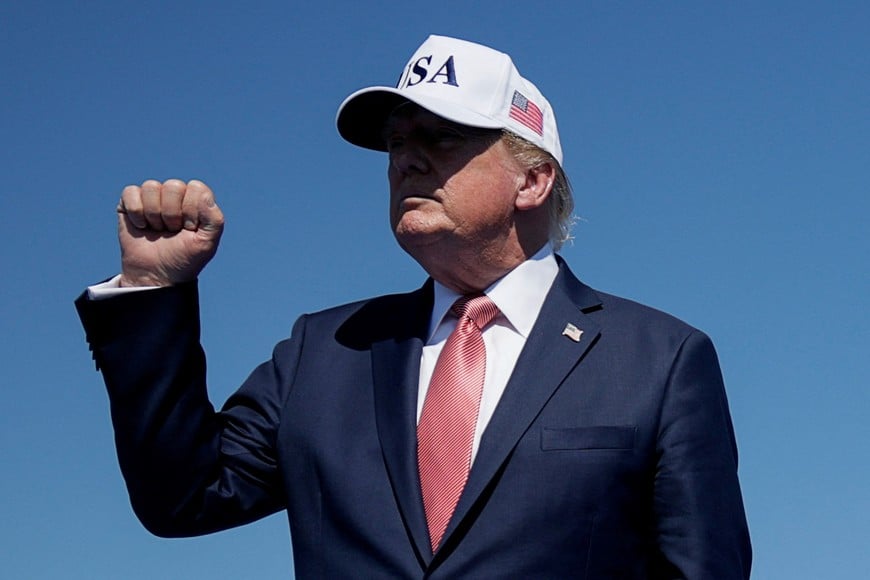 U.S. President Donald Trump participates in a Steel Across America event featuring a 21-foot steel beam recovered from the World Trade Centre South Tower, on the Ellipse near the White House in Washington, D.C., U.S., September 8, 2026. REUTERS/Evan Vucci
