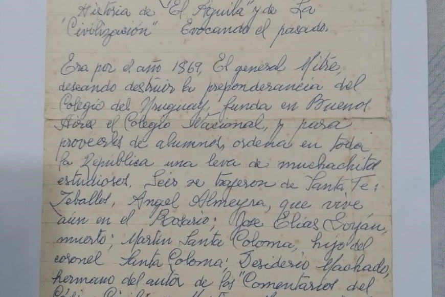 Carta manuscrita remitida desde el periódico Los Andes de Mendoza, con la mención de los estudiantes santafesinos que iban a estudiar en el Colegio Nacional.