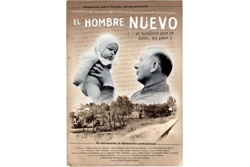 El afiche original de “El hombre nuevo”, sobre el padre Osvaldo Catena, realizado por Matecosido Producciones en 2007