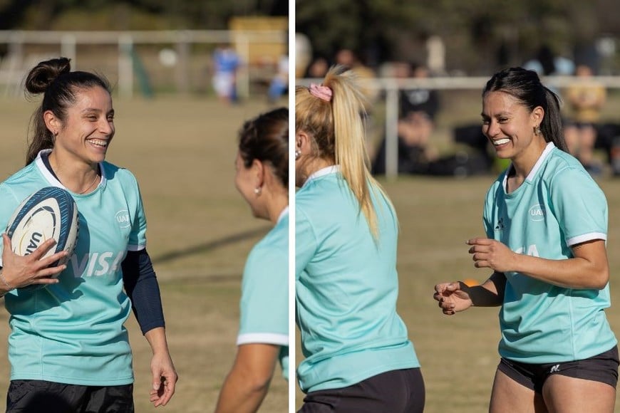 Paula Pedrozo y Cristal Escalante, dos de las doce Yaguaretés confirmadas por el entrenador nahuel García. Créditos: Prensa UAR (Guillermo Callizo).