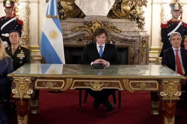 El presidente Javier Milei presentó el proyecto de ley de Defensa de la Soberanía Nacional en cadena nacional el 3 de septiembre. Foto: Archivo.