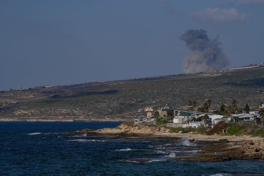 Smoke rises in Mansouri following Israeli strikes as seen from Naqoura, Lebanon, September 11, 2026. REUTERS/Raghed Waked