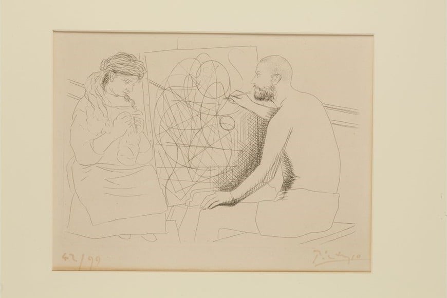 "Pintor y modelo tejiendo". Foto: MNBA