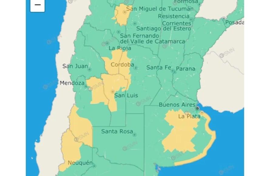 El SMN lanzó una alerta amarilla por frío extremo.