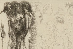 "Tres desnudos parados y estudios de cabezas" de Picasso. Foto: Museo Nacional de Bellas Artes