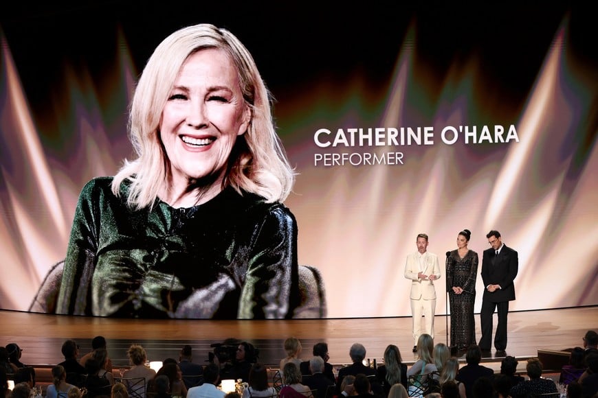 Macaulay Culkin speaks during a tribute to the late Catherine O Hara at the 78th Primetime Emmy Awards in Los Angeles, California, U.S., September 14, 2026. REUTERS/Mario Anzuoni