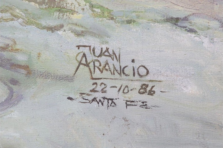 La firma de Arancio en el cuadro. Foto: Gentileza Museo Rosa Galisteo